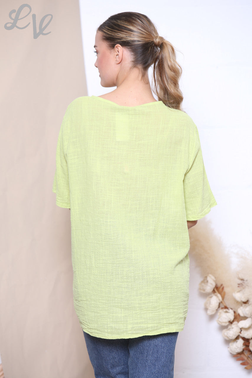 Ladies Dandelion Flower Top Lime