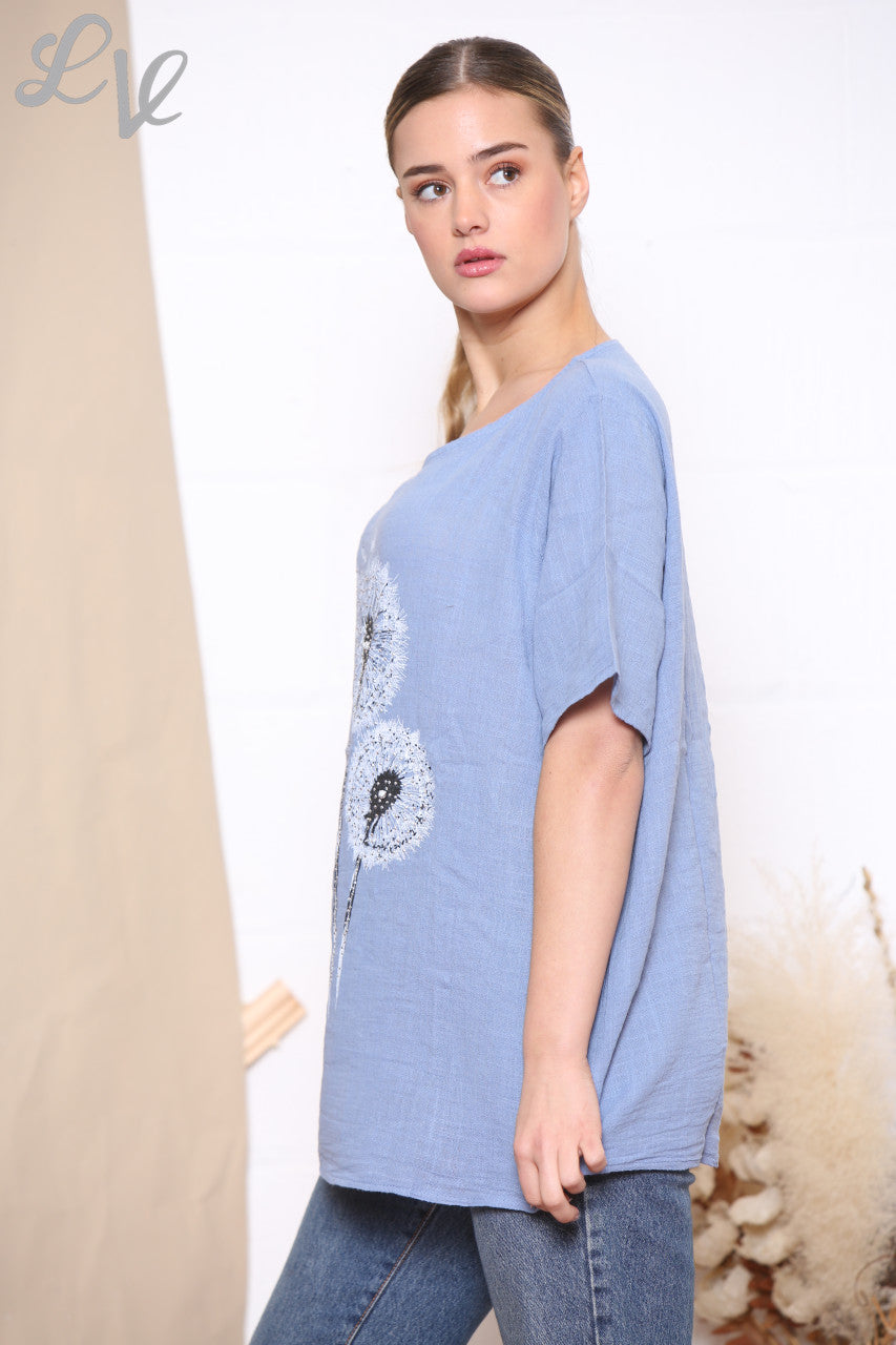 Ladies Dandelion Flower Top Denim