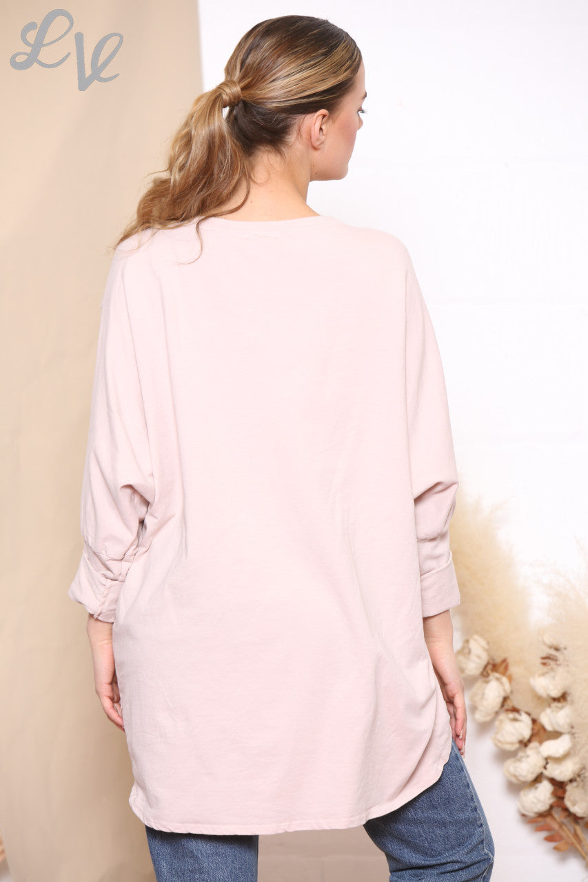 Glitter Sweatshirt Met Zak Dames Dusty Pink