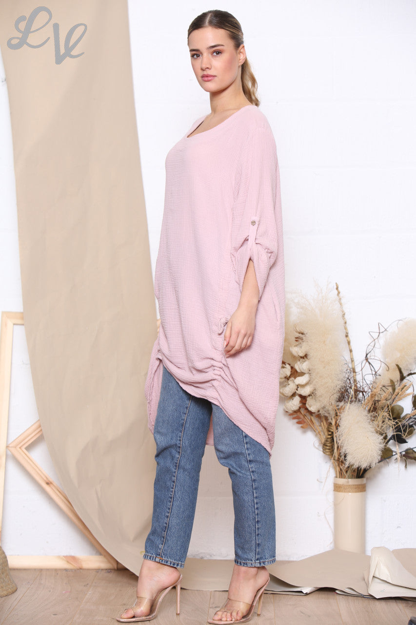 Dames Tuniekjurk met Trekkoordzoom - Dusty Pink