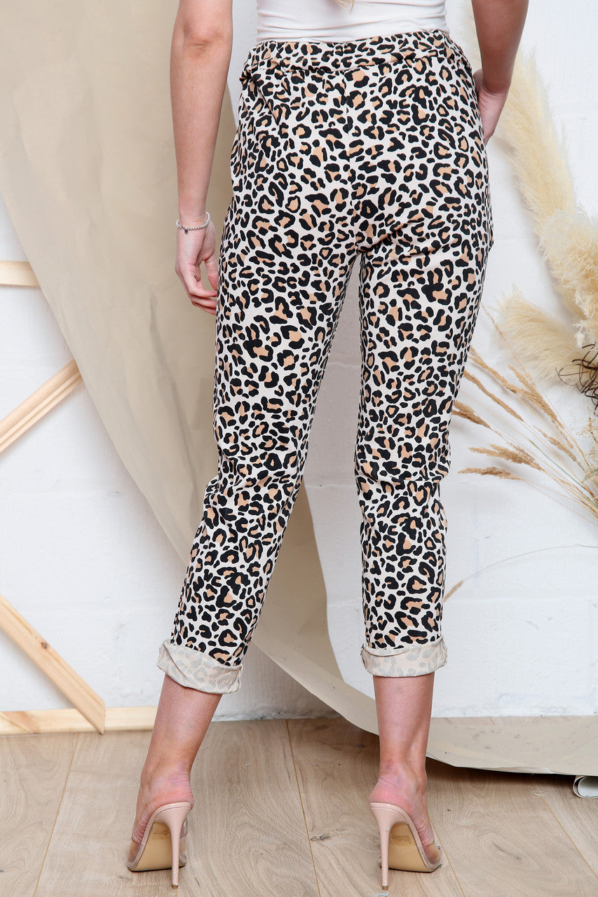 Ladies Animal Print Magic Trousers Dusty Pink Unit Price WAS £12.99 NOW £6.99