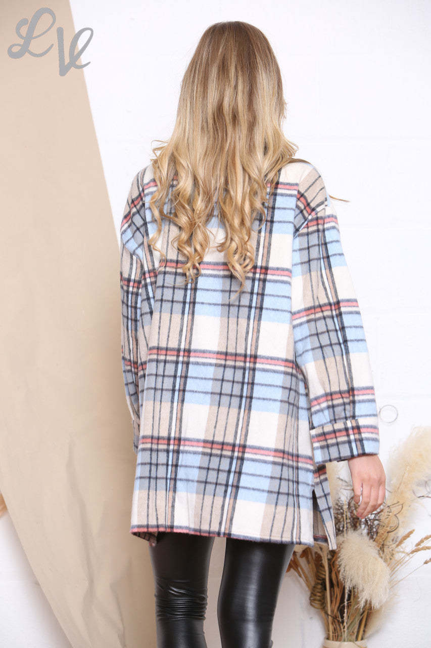 Ladies Cotton Checked Shirt Blue Unit Price £16.99