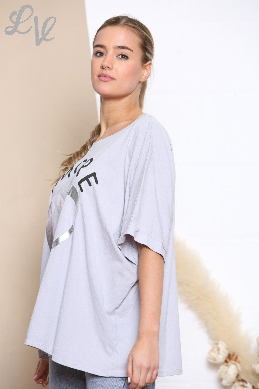 Ladies Amore Foil Heart Top Silver