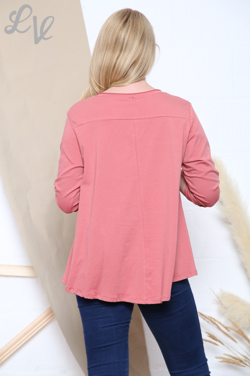 Dames Effen Swing Top Zalm Stukprijs WAS €7,99 NU €3,99