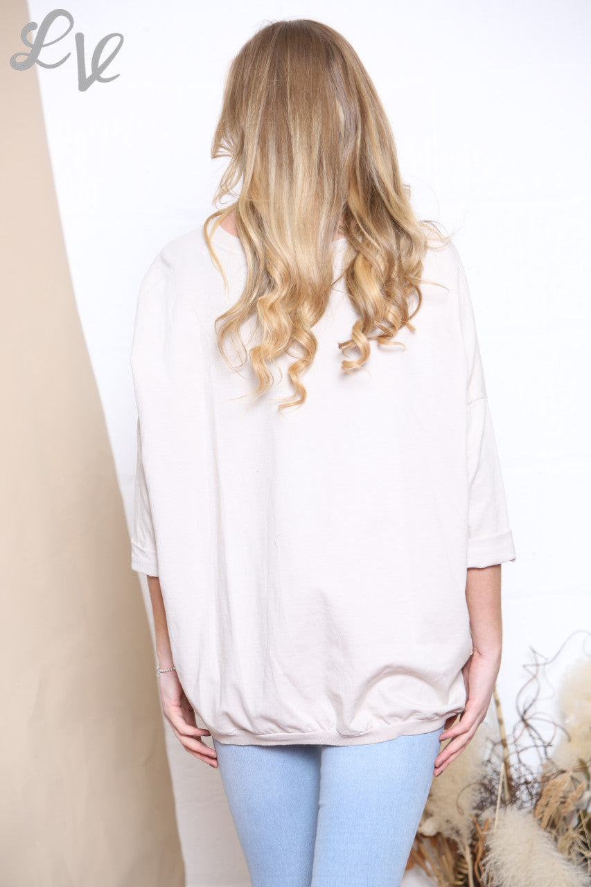 Ladies Quote Heart Graphic Sweatshirt Top Stone