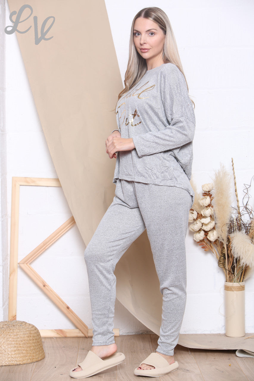 Ladies Chill Out Loungewear Set Grey Unit Price WAS £16.99 NOW £8.99