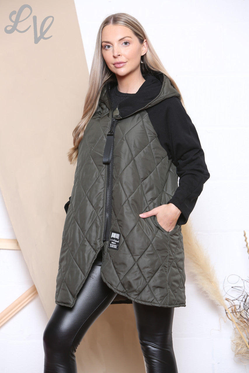 Ladies Quilted Padded Coat With Hood Khaki Unit Price £20.99