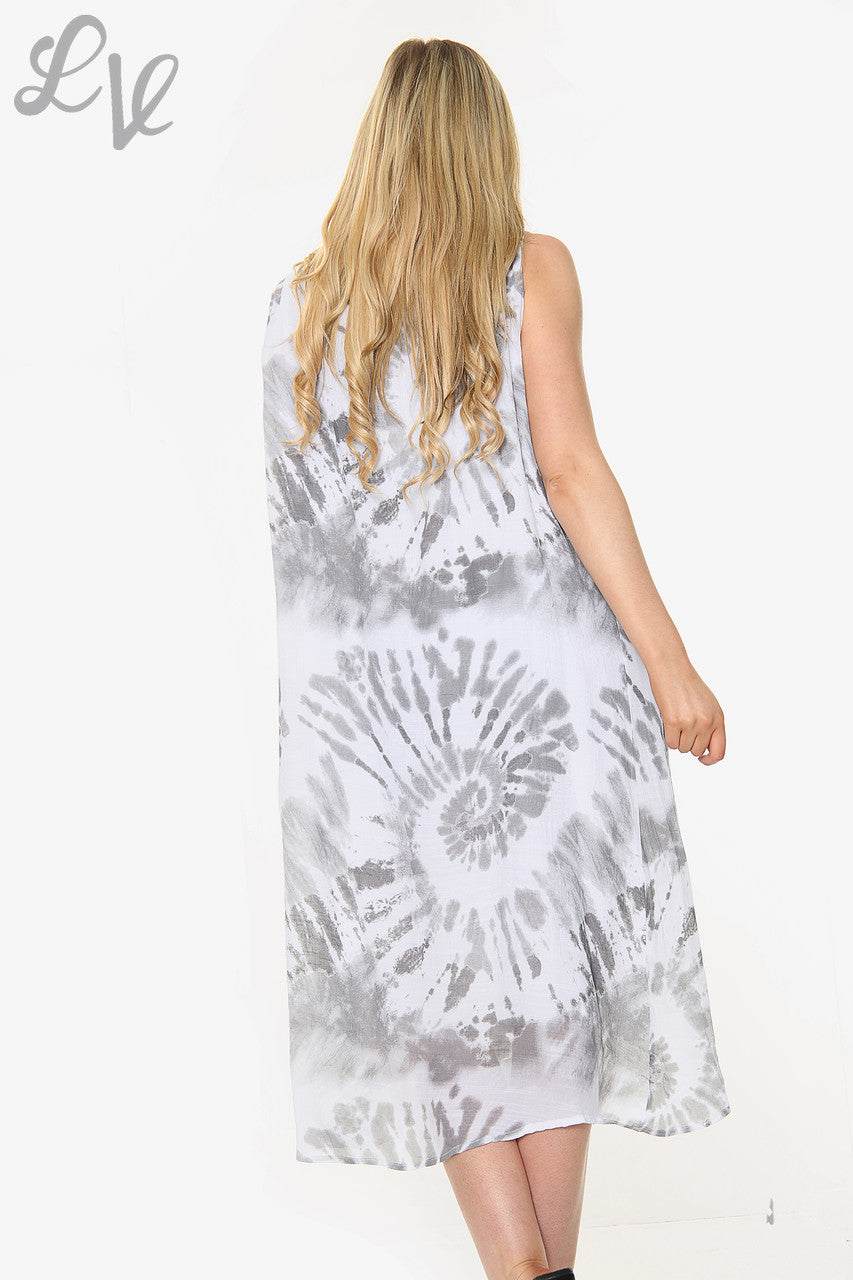 Dames mouwloze jurk met Tie Dye Swirl-print Grijs Prijs per eenheid £10,99