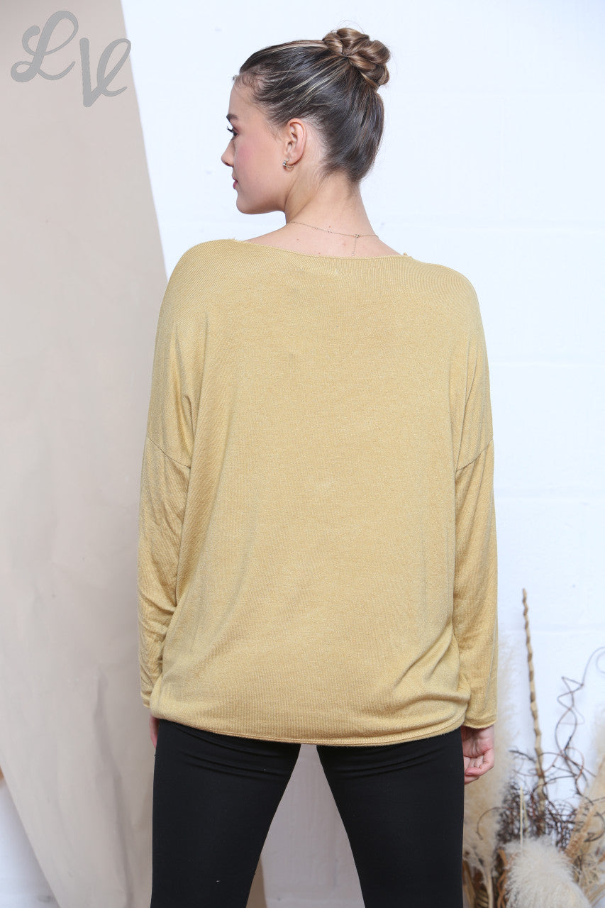 Ladies Knitted Foil Animal Mix Print Jumper Mustard Unit Price £6.99