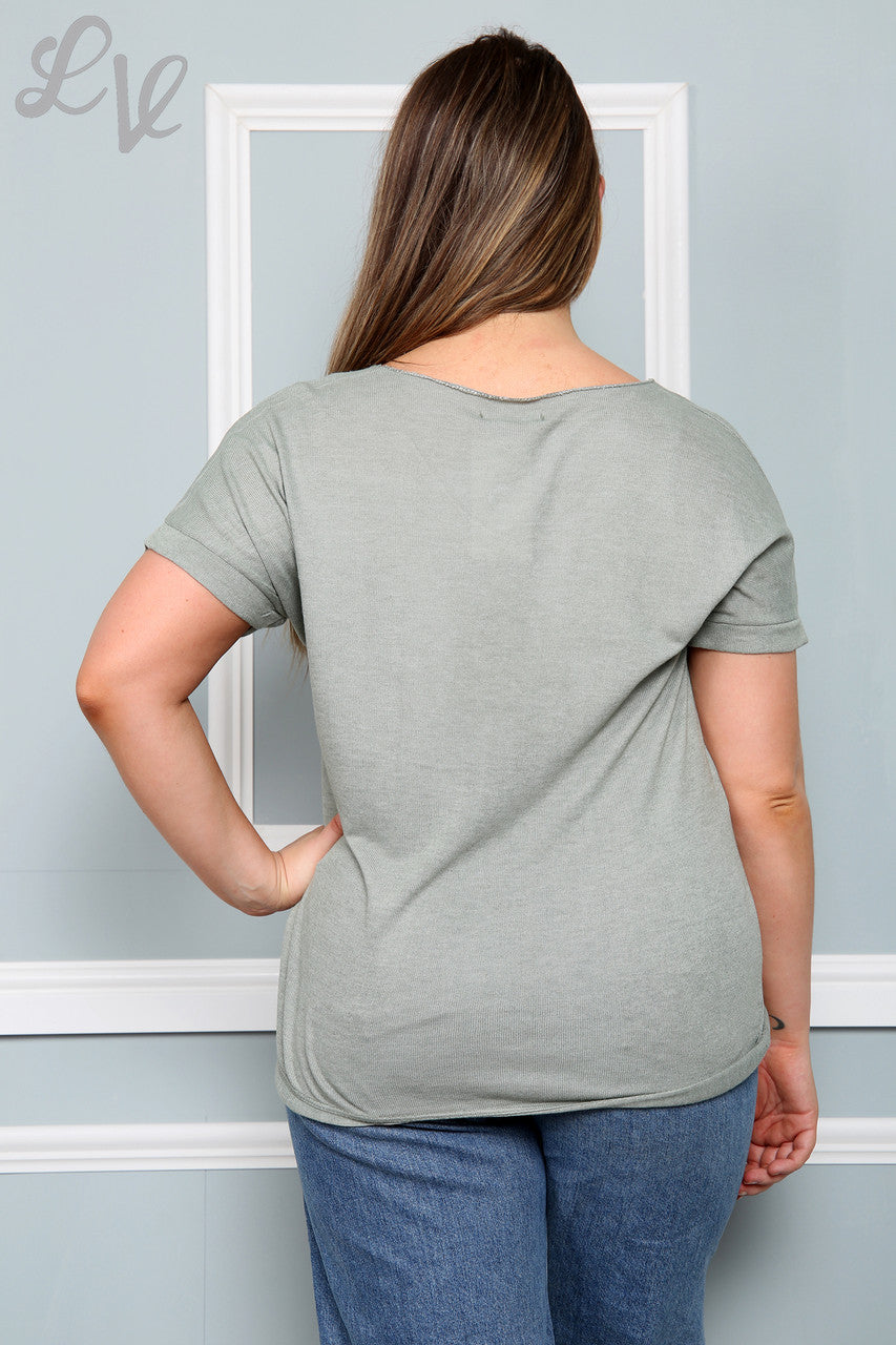 Dames Glanzende Anker Top Kaki Prijs WAS €9,99 NU €5,99