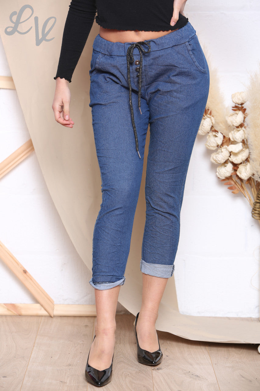 Ladies Denim Look Magic Trousers Denim- Unit Price WAS £10.99 NOW £5.99