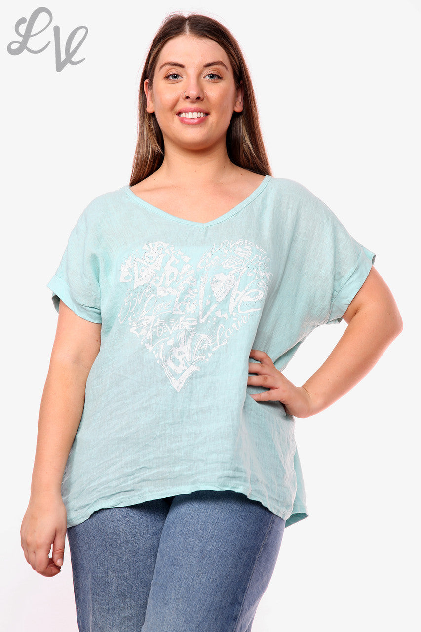 Dames Hart Graffiti Top Mint Prijs per eenheid WAS €10,99 NU €7,99