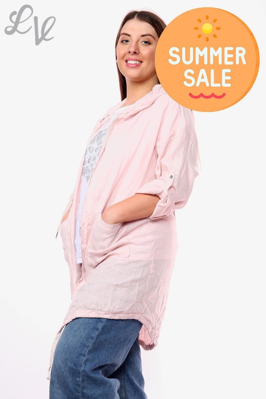 Dames GET WILD Folie Detail Vest met capuchon Dusty Pink Stukprijs WAS €18,99 NU €9,99