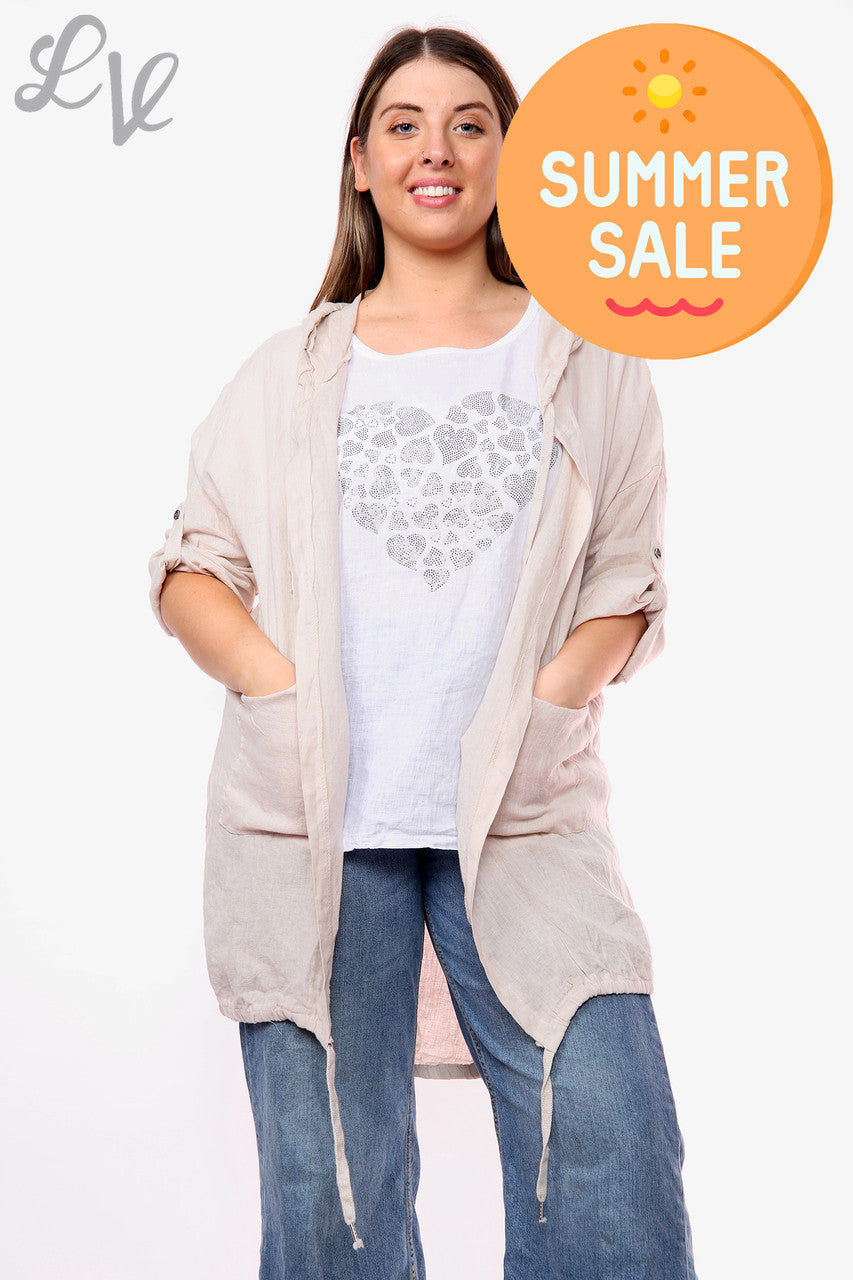 Dames GET WILD Folie Detail Vest met capuchon achterkant Steen Prijs WAS €18,99 NU €9,99