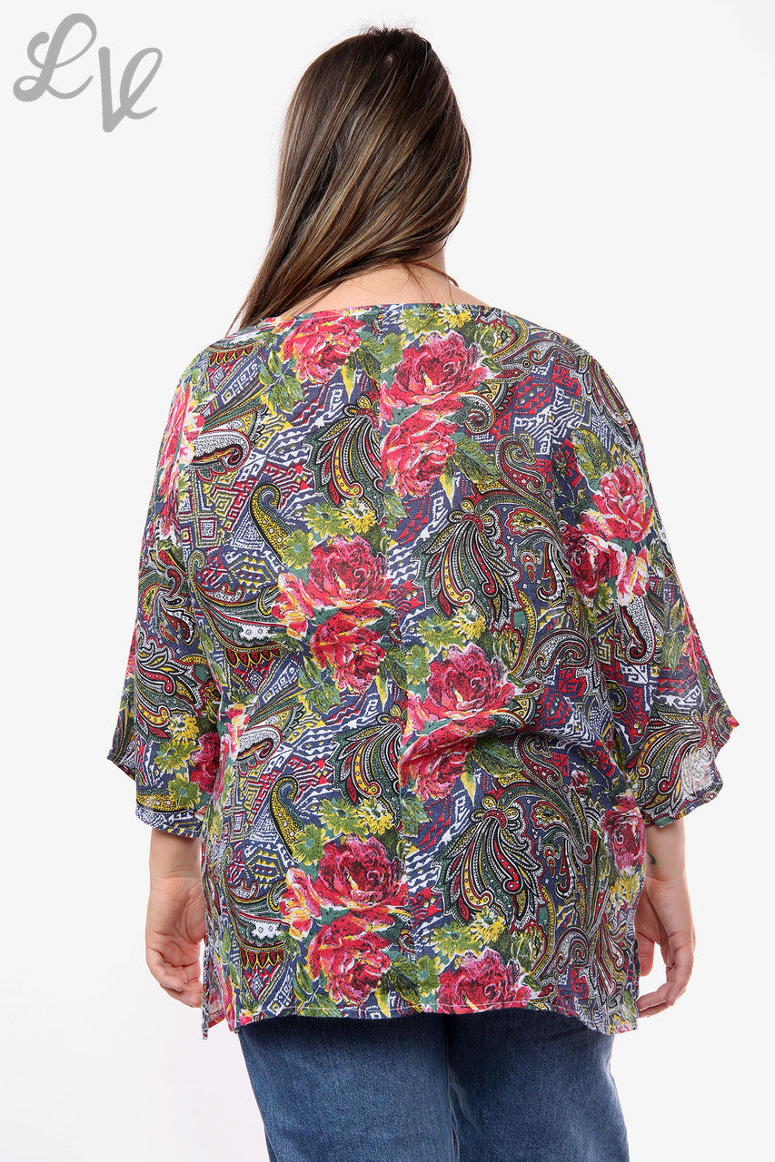 Dames Paisley Mix Print Top Wit Stukprijs €6,99