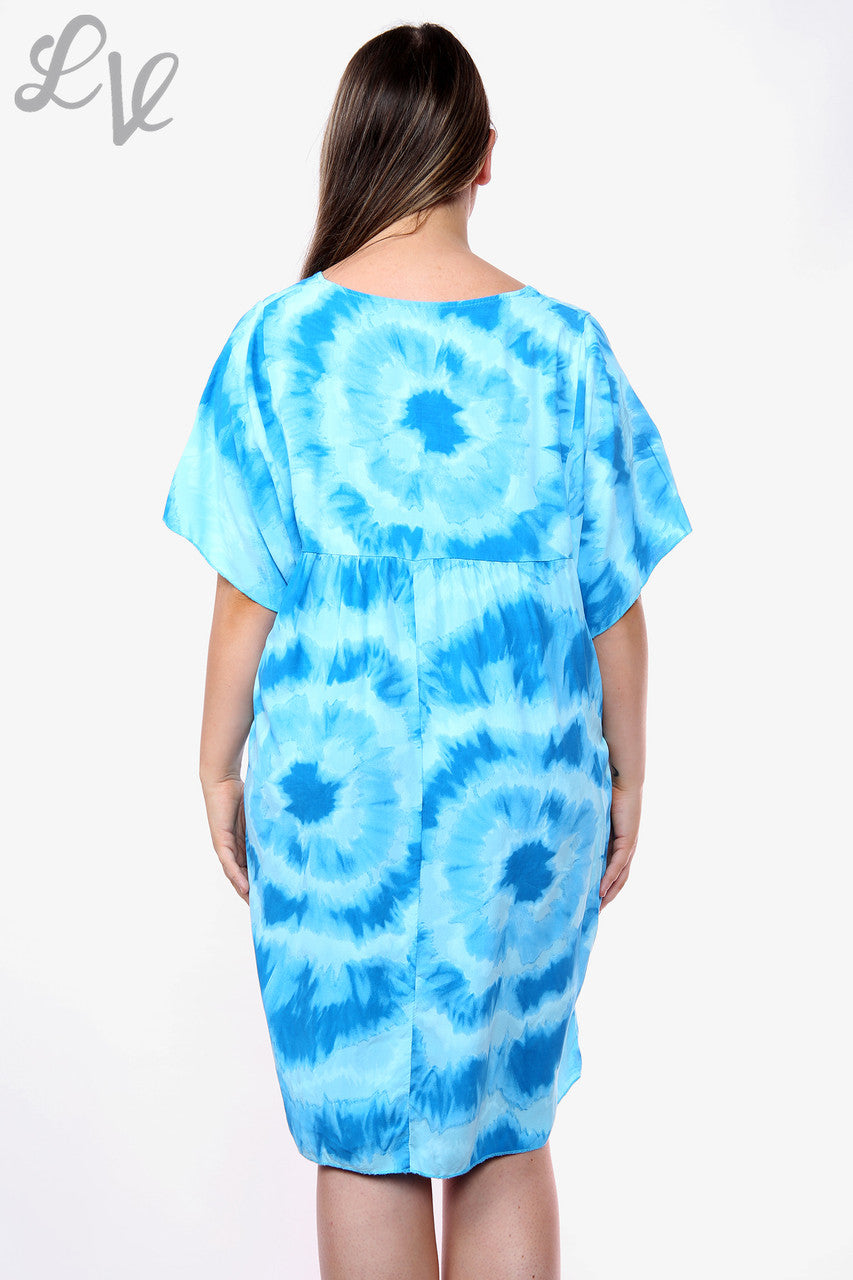 Ladies Tie Dye Shift Dress Turquoise Unit Price WAS£14.99 NOW £6.99