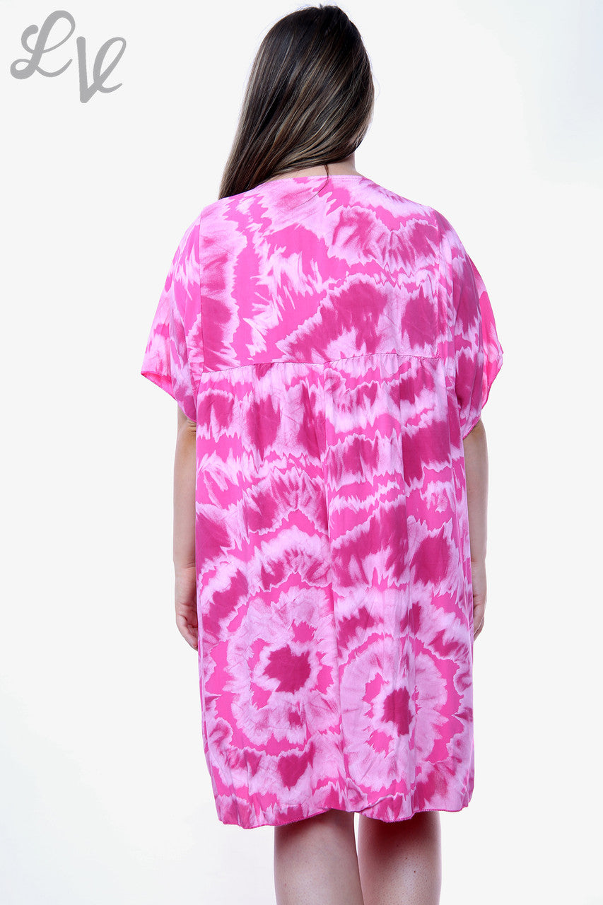 Ladies Tie Dye Shift Dress Cerise Unit Price WAS £14.99 NOW £6.99
