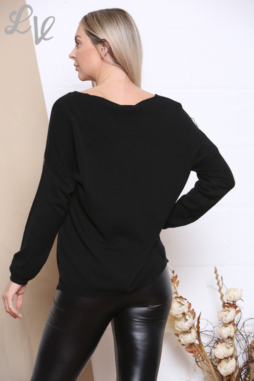 Dames Sequin Libel Fijne Gebreide Top Zwart Stukprijs € 6,99