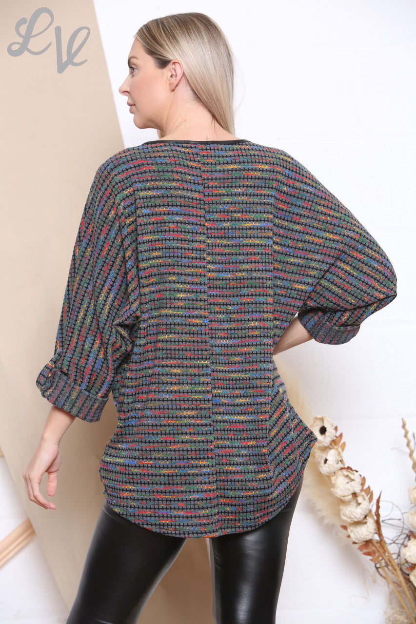 Dames Meerkleurig Gebreide Top Houtskool Stukprijs € 6,99