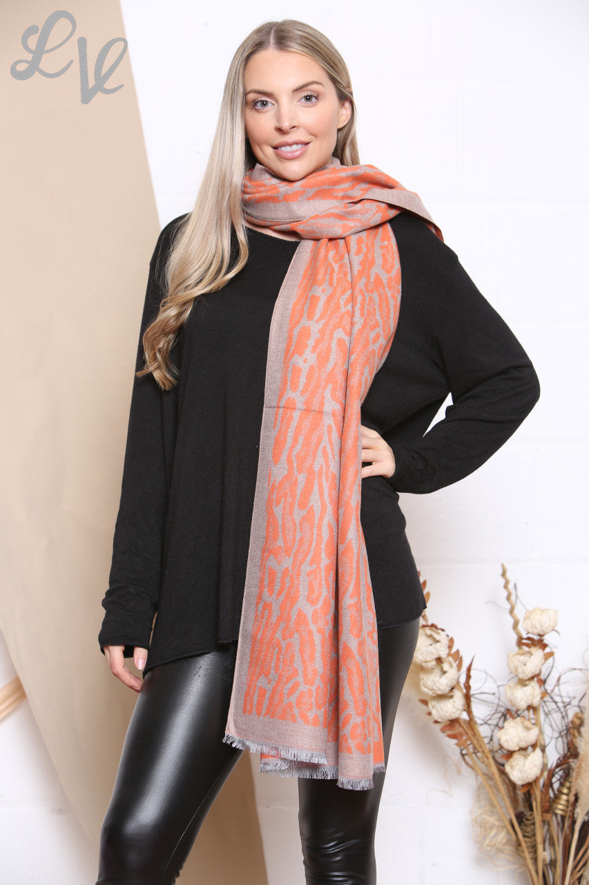 Ladies Animal Print Scarf Orange Unit Price £8.99