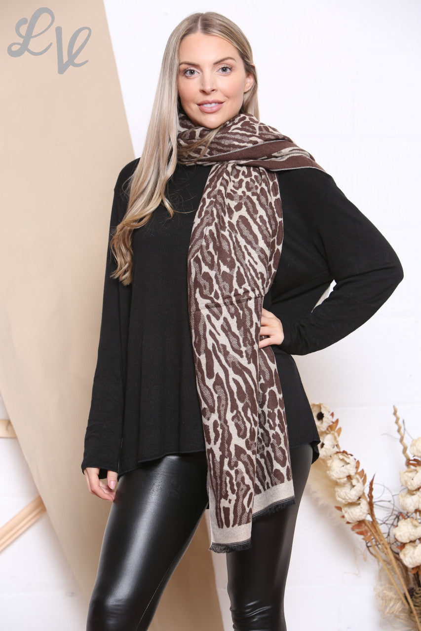 Ladies Animal Print Scarf Tan Unit Price WAS £8.99 NOW £4.99