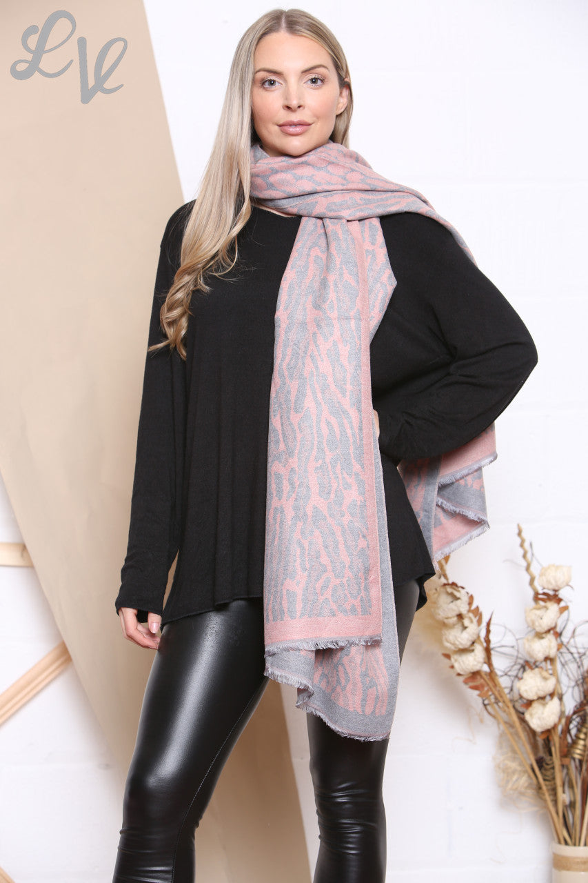 Ladies Animal Print Scarf Pink Unit Price WAS £8.99 NOW £4.99