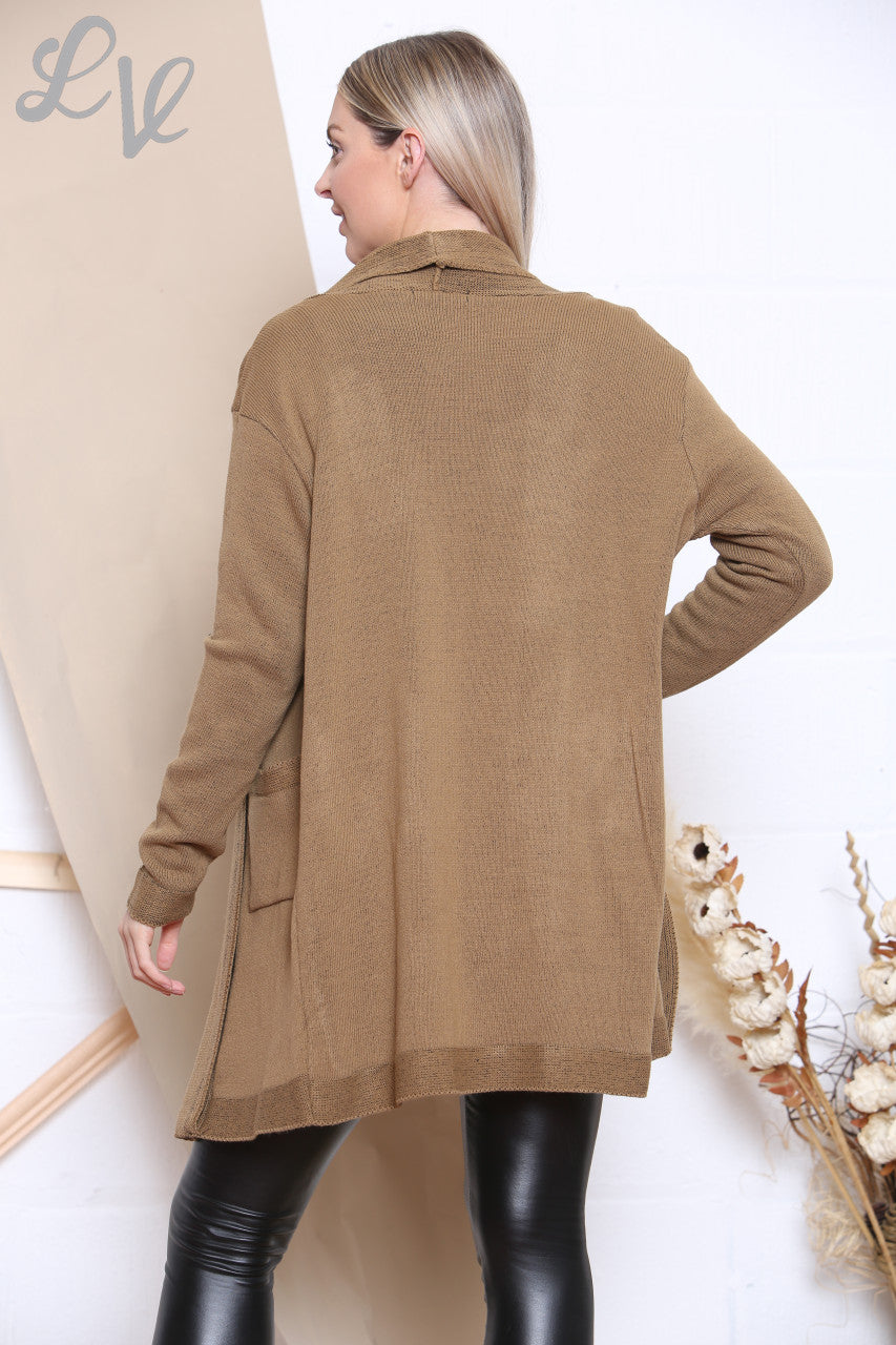 Ladies Plain Cardigan Tan Unit Price £8.99
