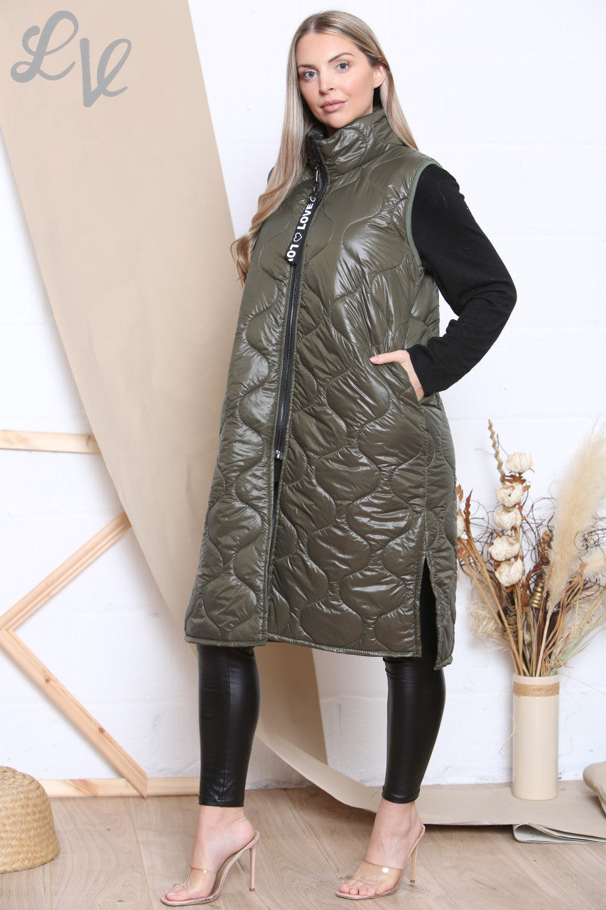 Ladies Love Zipper Padded Gilet Khaki Unit Price £16.99