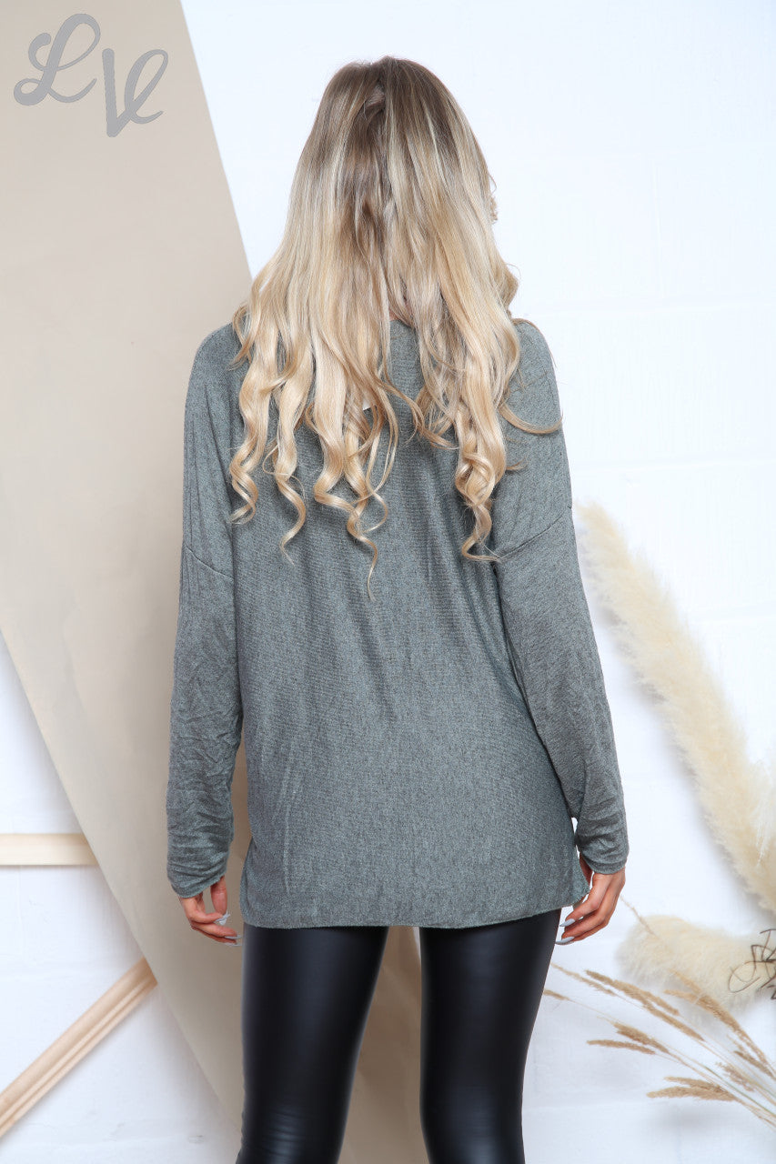 Ladies Dreamcatcher Fine Knit Top Khaki Unit Price £6.99