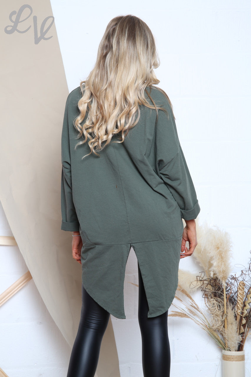 Dames New York Graphic Tuniek Top Kaki Prijs per stuk €8,99