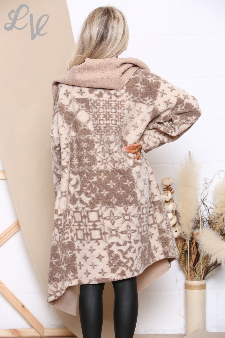 Ladies Waterfall Wool Patchwork Stone - Unit Price WAS £22.99 NOW £9.99