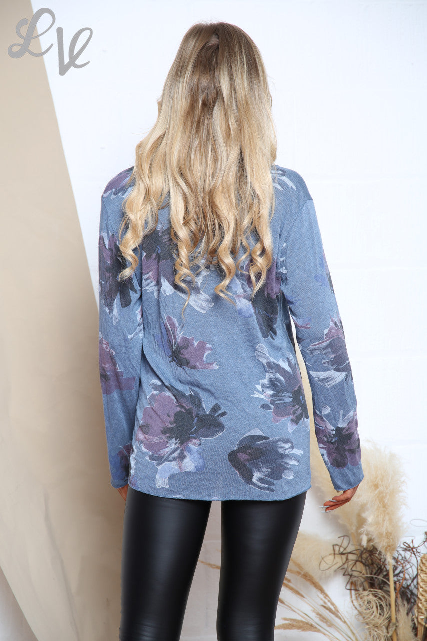 Ladies Floral Print Fine Knit Top Denim Unit Price £9.99