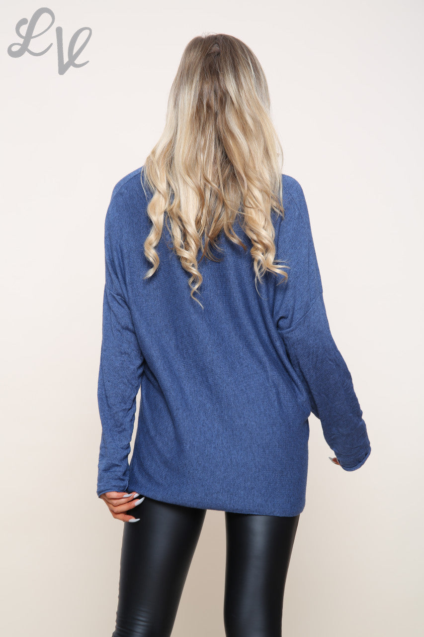 Dames Top Denim met Veren Hart Stukprijs €9,99