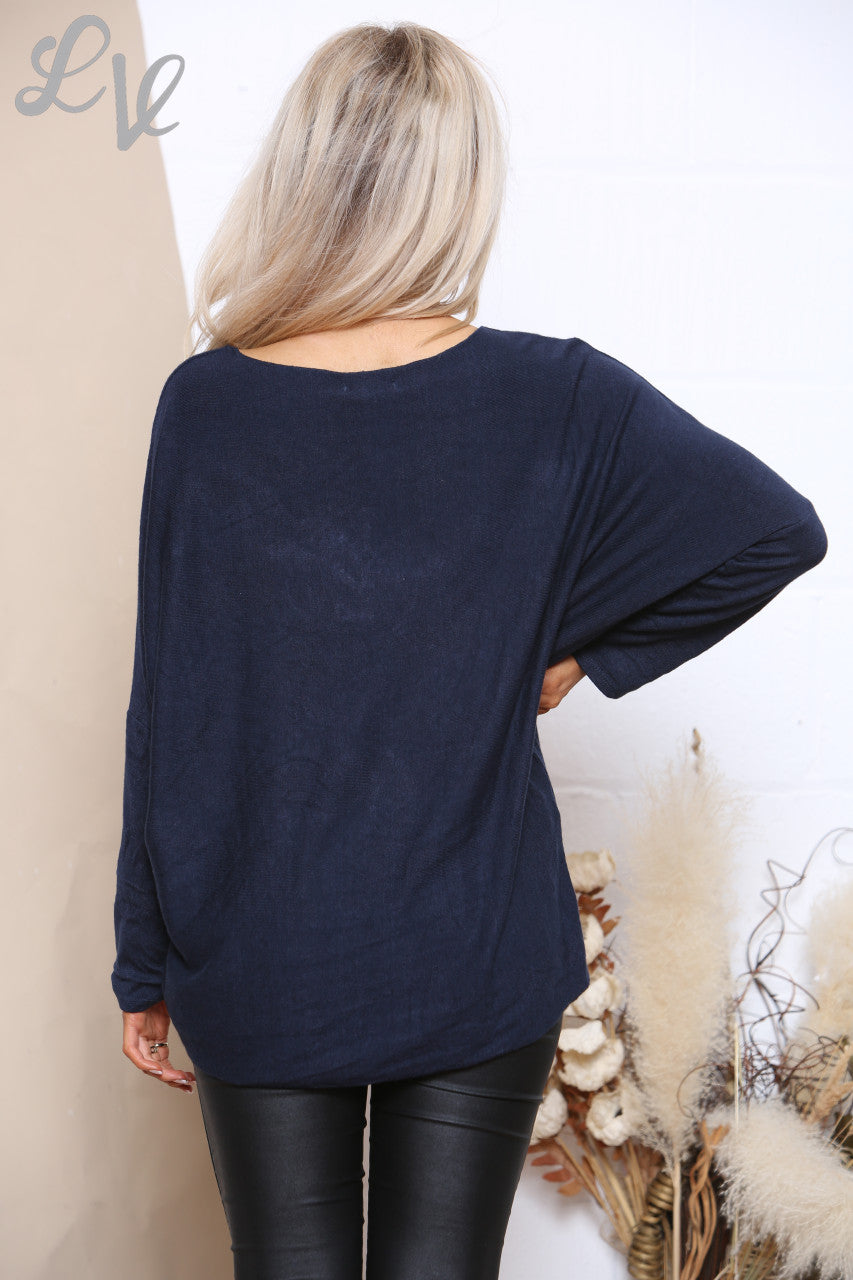 Dames Sparkle Sneeuwvlok Top Marineblauw