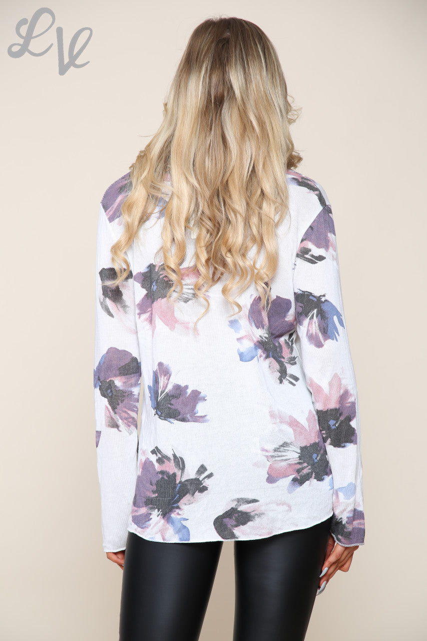 Dames Fijntricot Top met Bloemenprint Wit Prijs per stuk €9,99