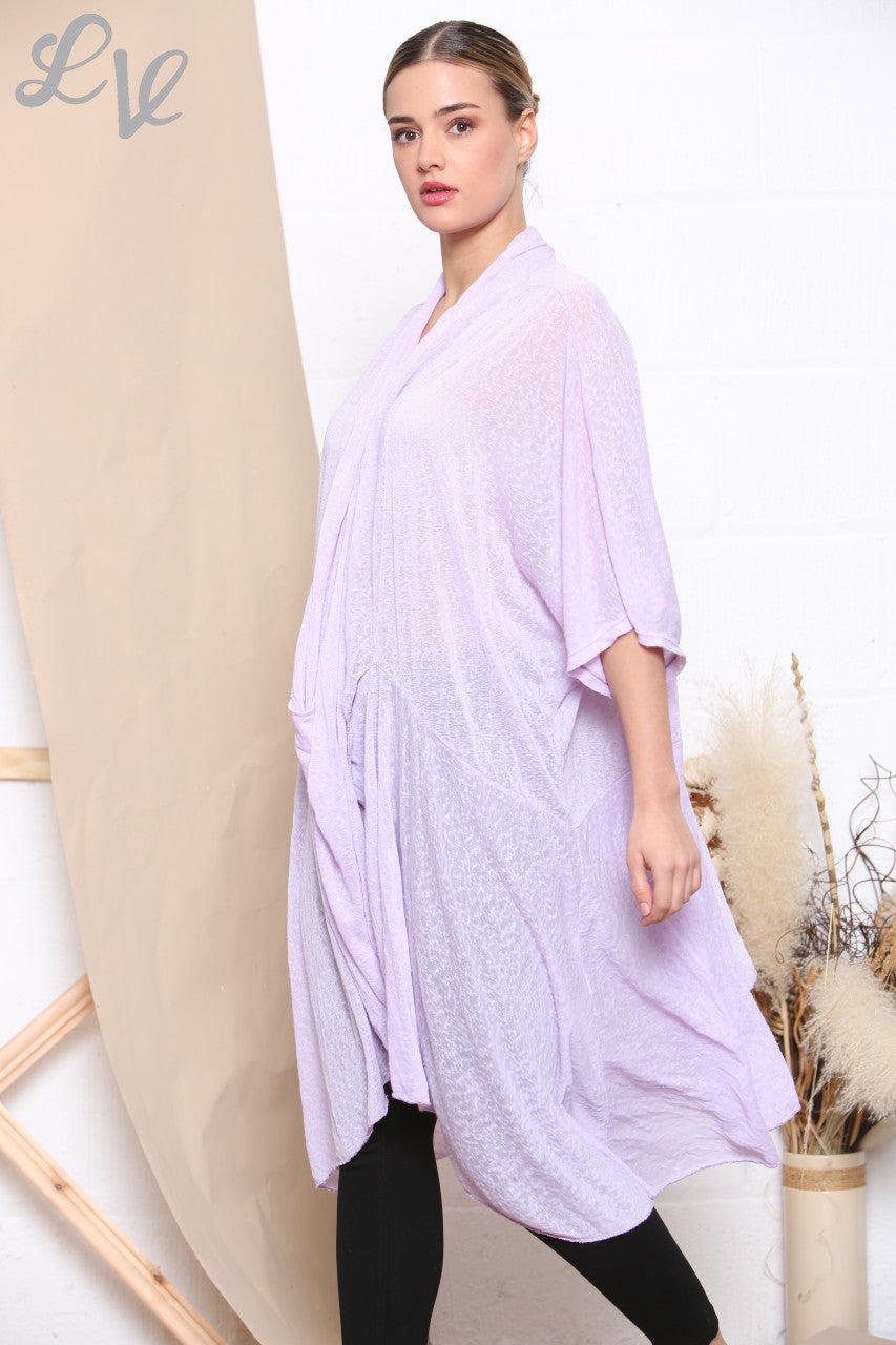Ladies Sloppy Wrap Cardigan Style Top Lilac