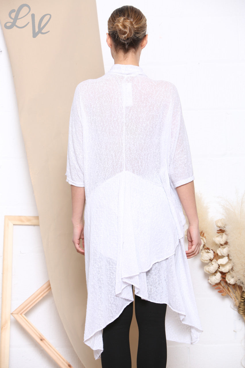 Ladies Sloppy Wrap Cardigan Style Top White