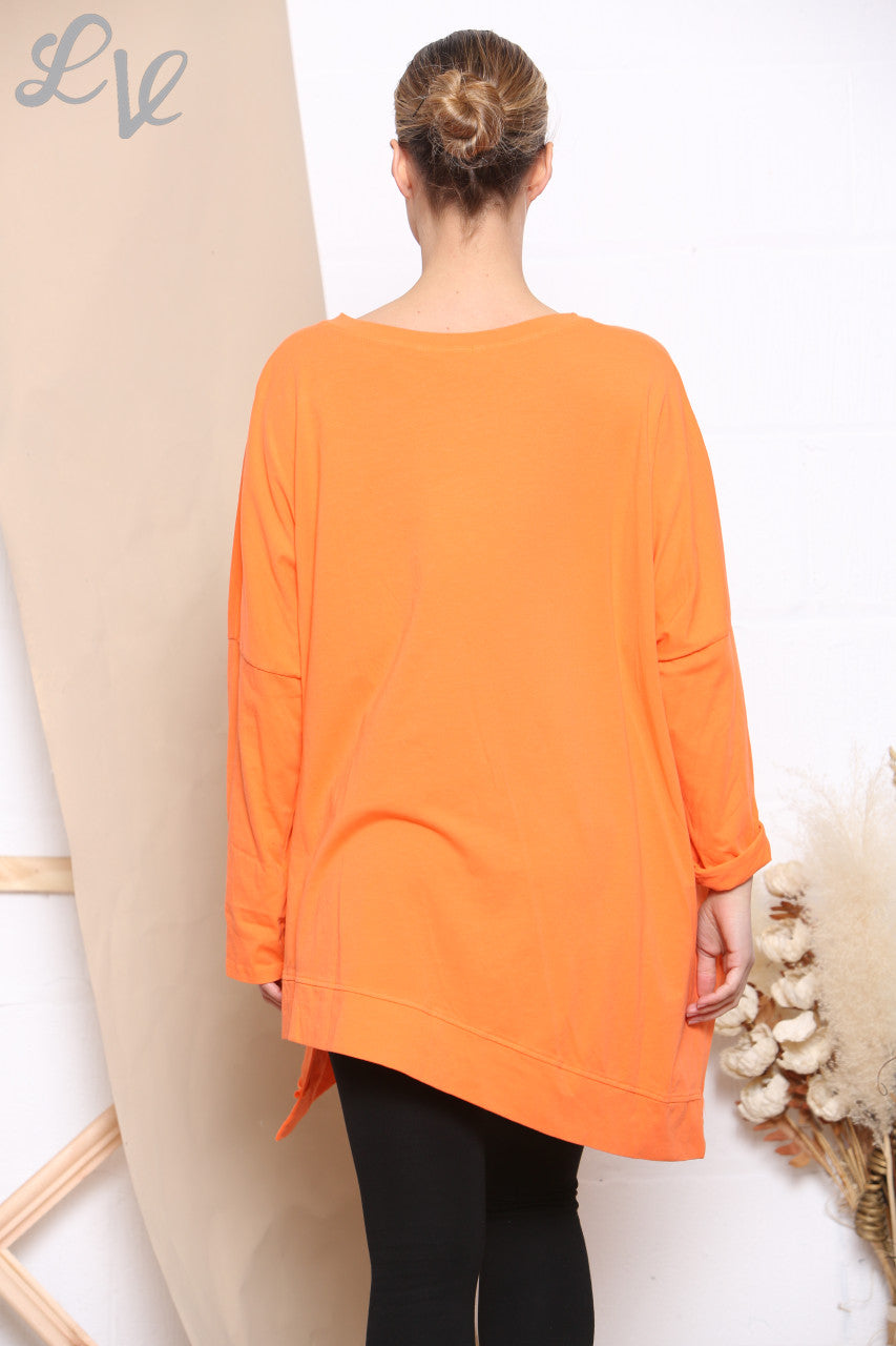 Dames Asymmetrische Effen Top Oranje