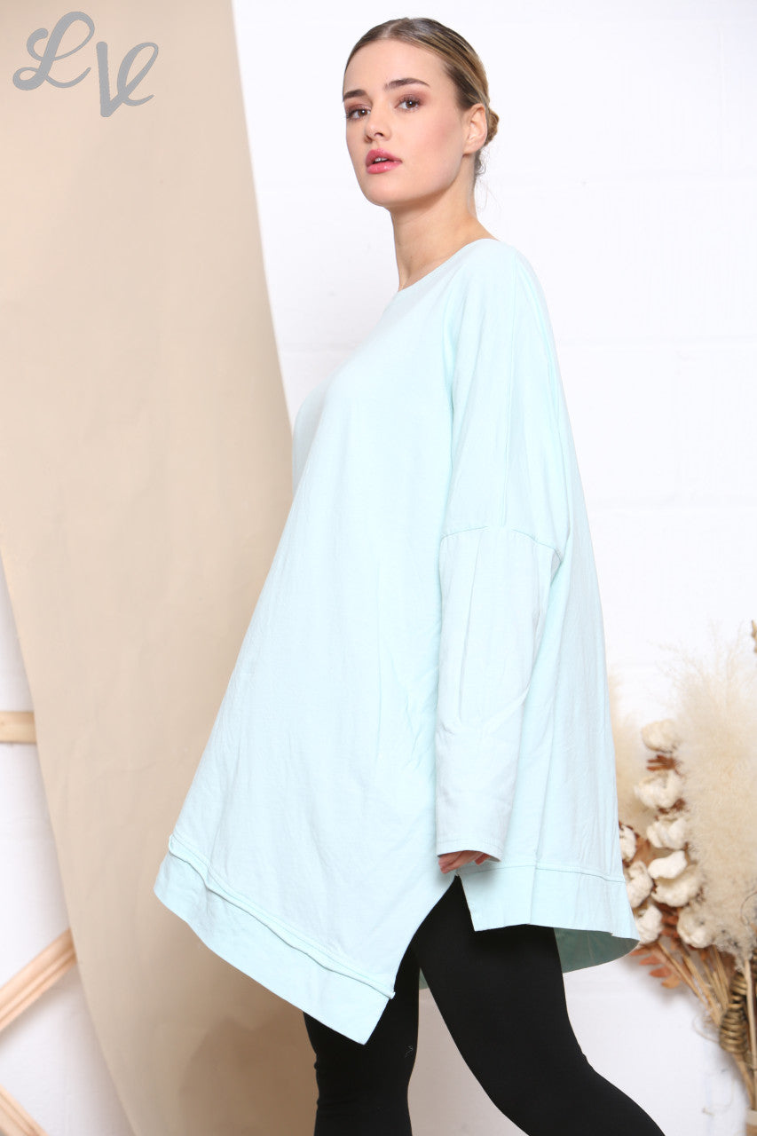Ladies Asymmetrical Plain Top Mint