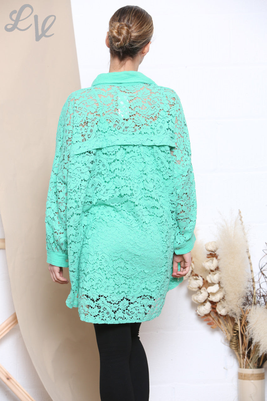 Ladies Lace Shirt Top Green