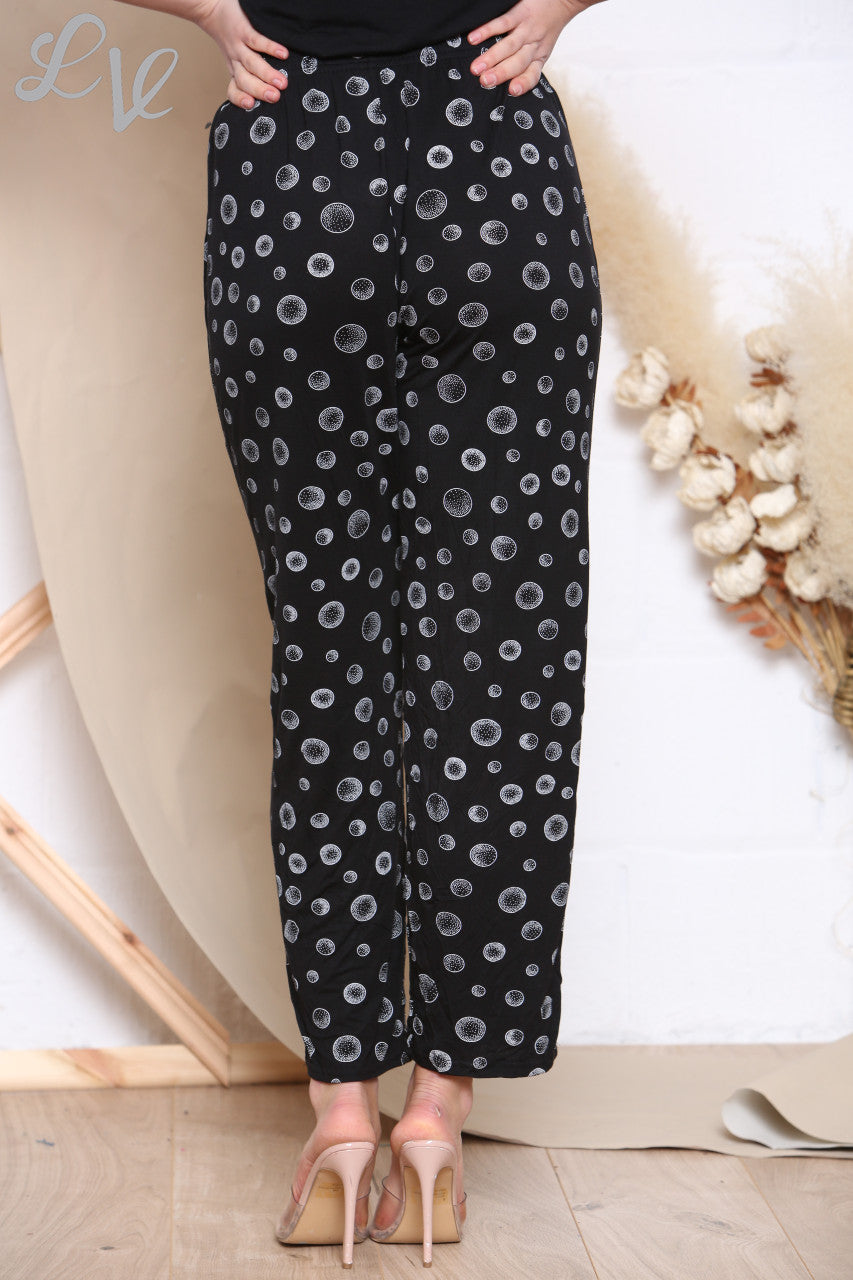 Ladies Bubble Print Trousers Black