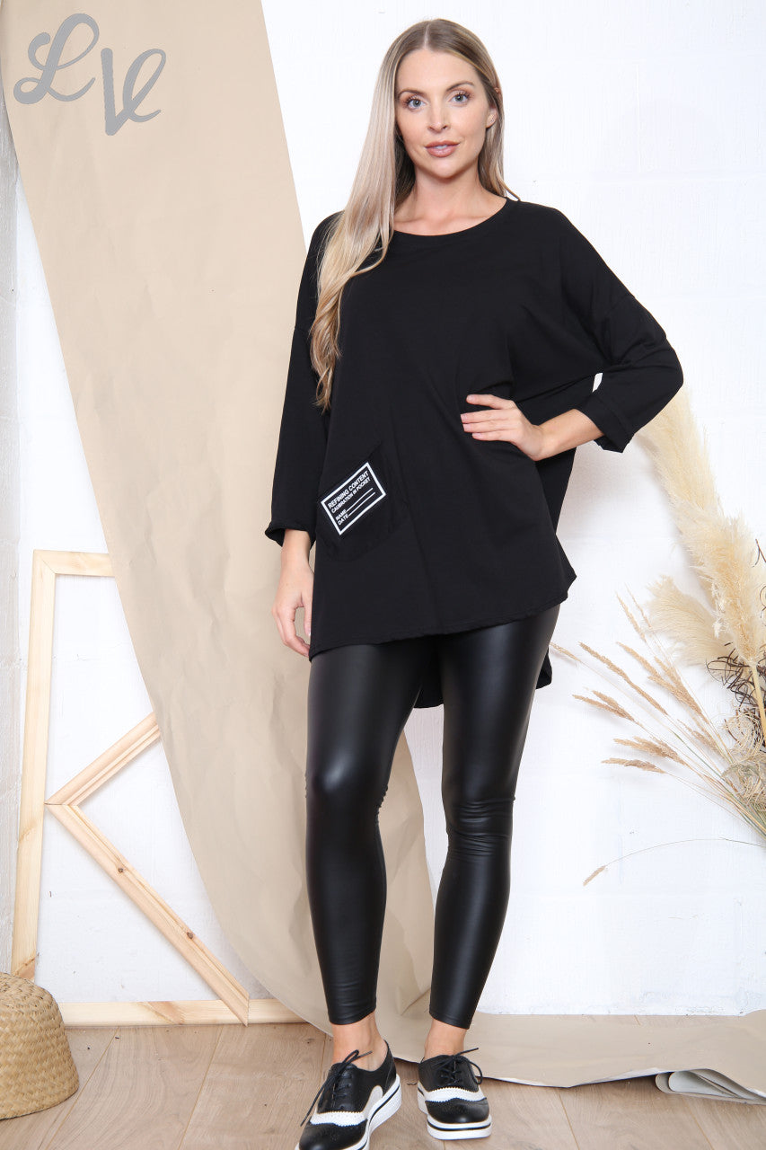 Dames Badge Top met Zakje Zwart Stukprijs € 8,99