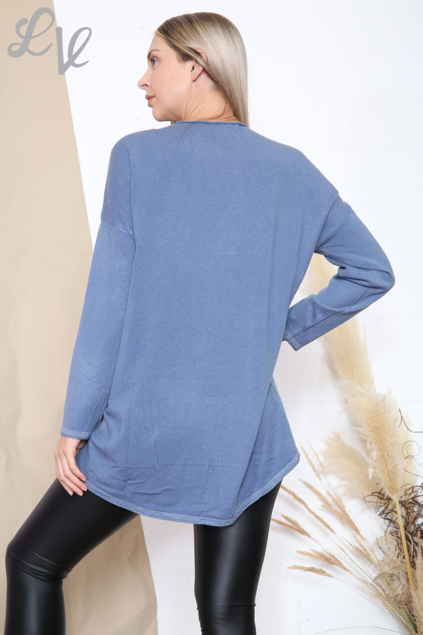 Ladies Glitter Pocket Jumper Top Denim Unit Price £13.99
