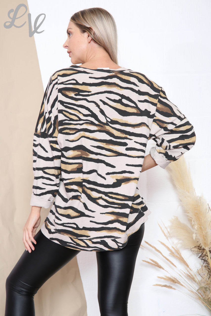 Dames Top met Tijgerprint Steen Stukprijs €6,99