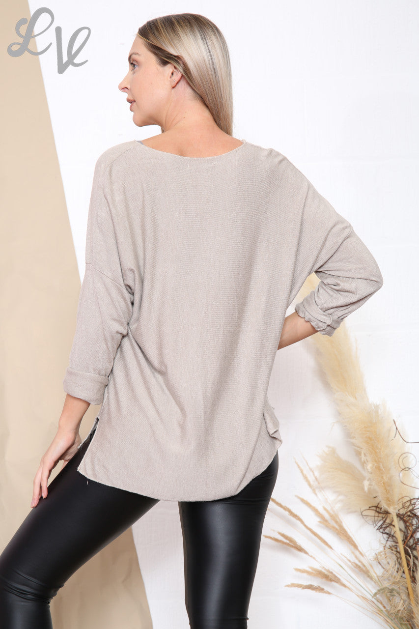 Dames mooie slogan zilverfolie trui top steen per stuk £9.99