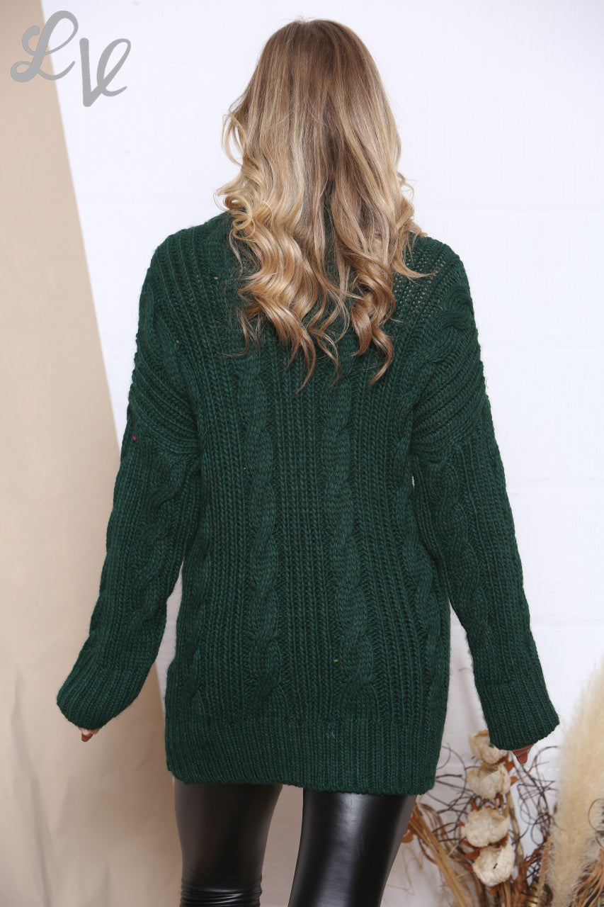 Dames Kabelgebreide Trui Groen Prijs per stuk € 6,99