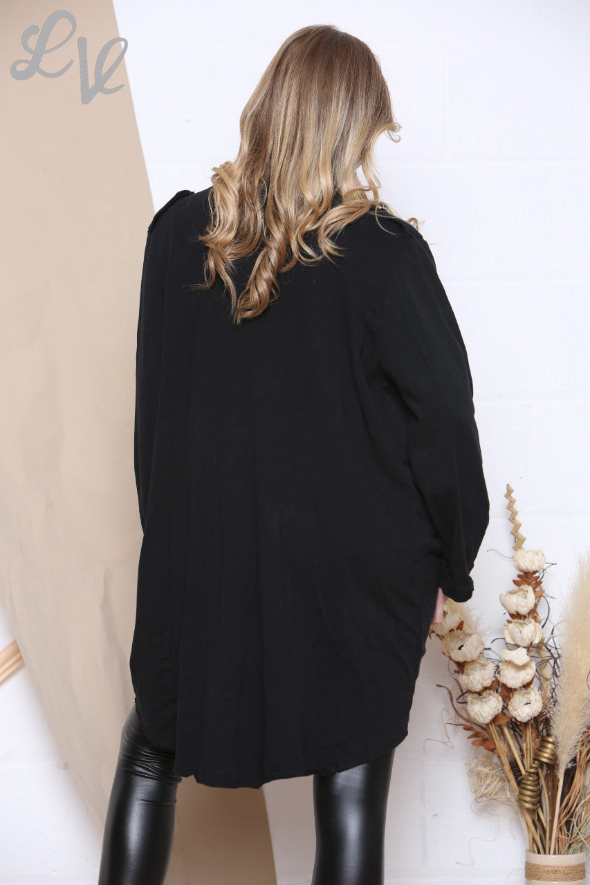 Dames effen jasje in militaire stijl Zwart Prijs per stuk €16,99 NU €11,99