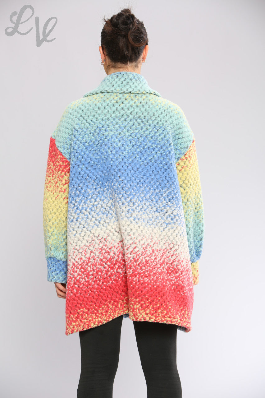 Ladies Wool Blend Rainbow Shacket Coat Blue Unit Price WAS £16.99 NOW £9.99