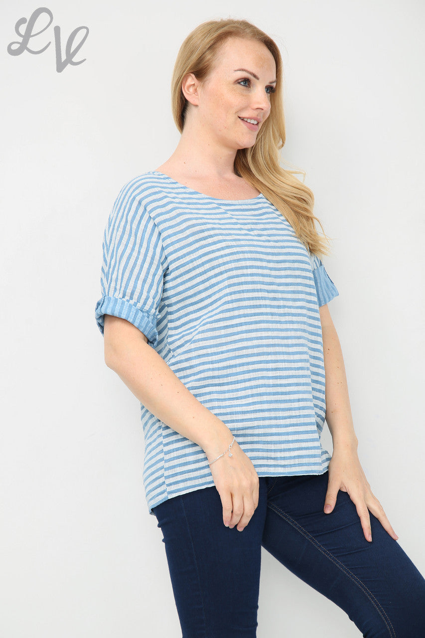 Ladies Narrow Striped Top Denim Unit Price £7.99