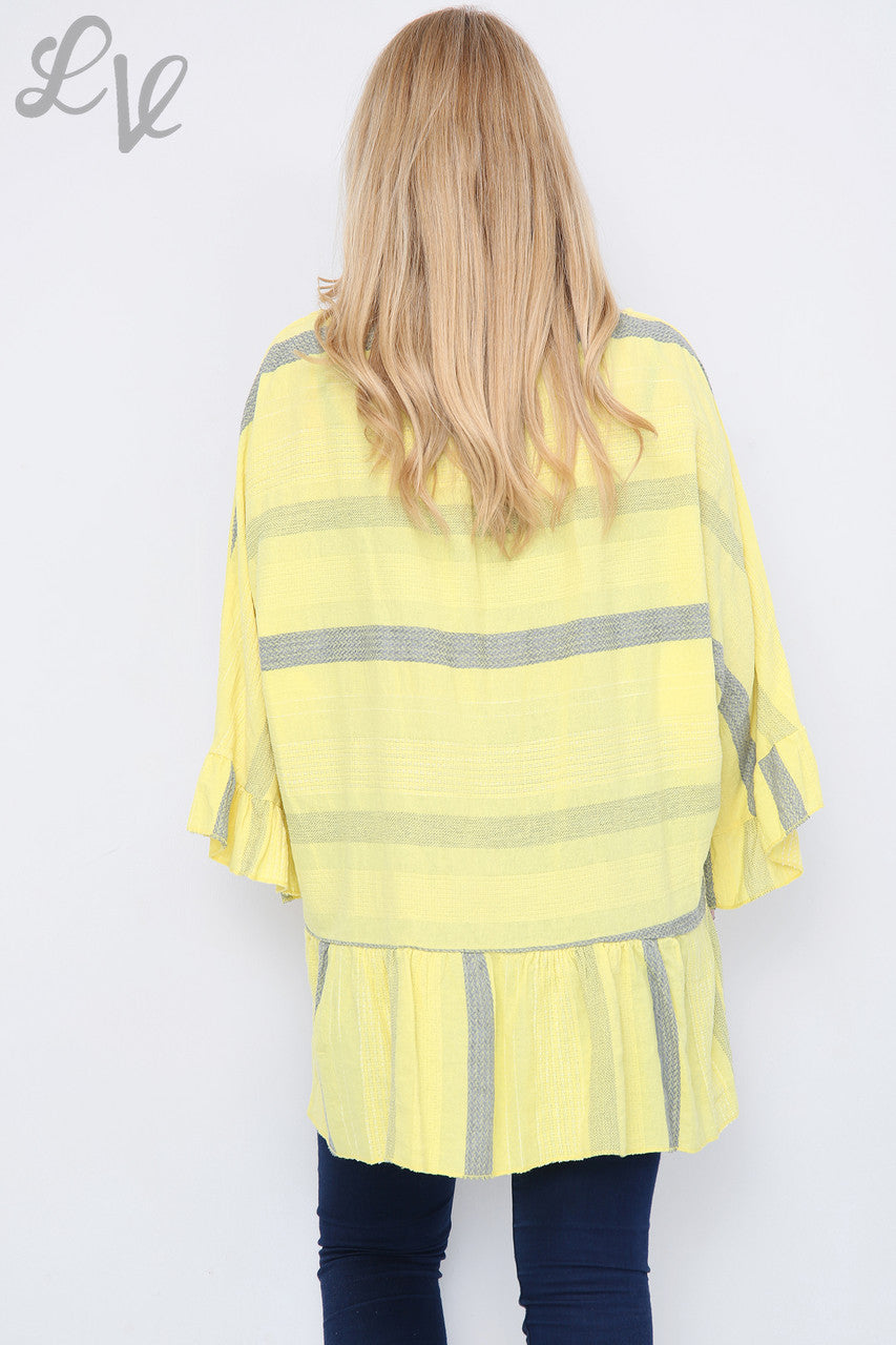 Dames Gestreepte Boho Tuniekjurk/-top Geel Stuksprijs € 13,99